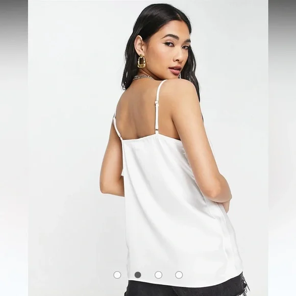 Satin cowl neck cami in ivory - Picture 3 of 4